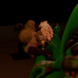 2025 3d_(artwork) anal anal_vore animal_genitalia animal_penis anthro anus armus bdsm big_butt blender_(artwork) bondage bonded bound breasts butt buttplug canid canine canine_genitalia canine_penis canis chain chained chained_cuffs claws digital_media_(artwork) duo erection feet forced fur genitals hair hi_res intersex intersex/male kroxigor kroxigor_(vulgarvictor) looking_back male mammal nude open_mouth paws penis plug_(sex_toy) restraints scalie sex_toy size_difference skarrfox skarrfox_(artist) tail tail_between_legs teeth thick_tail unwilling_prey vore vore_tether wide_hips wolf