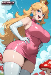1girls ai_generated artoonizer ass big_ass big_breast blonde_female blonde_hair blue_eyes blush breasts choker collar crown ear_piercing earrings female female_only gloves latex_gloves latex_thighhighs standing legs_together light-skinned_female light_skin long_hair mario_(series) mushroom narrow_waist navel patreon patreon_username pink_choker posing princess princess_peach shiny_skin solo solo_female solo_focus stomach super_mario_bros. thick_thighs thigh_highs thighhighs wide_hips latex_clothing tight_clothing smile looking_at_viewer viewed_from_below open_mouth hands_on_hips