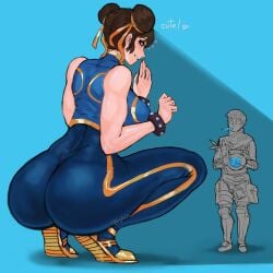 72hoka asian asian_female ass big_ass big_butt brown_hair brown_hair_female butt capcom chinese chinese_female chun-li female female_focus fortnite fortnite:_battle_royale giant_female giant_woman giantess height_difference huge_ass huge_butt mini_giantess size_difference street_fighter