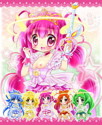 blush bow clothing flat_chest hino_akane hoshizora_miyuki midorikawa_nao pretty_cure reika_aoki shorts smile_precure yayoi_kise yu_hime_arisu