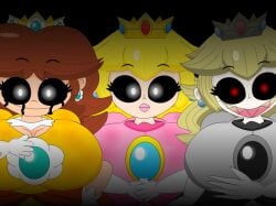 3girls alexthetankin big_breasts big_milkers blonde_hair breasts brown_hair clevage clothed clothing creepy creepy_smile crown daisy_(fnaw) earrings facing_viewer female female_only five_nights_at_wario's five_nights_at_wario's:_origins fnaf_fangame fnaw gloves house_of_horrorbrews huge_breasts large_breasts long_hair looking_at_viewer mario_(series) milkers nightmare_waifu pale_skin peach_(fnaw) princess princess_daisy princess_daisy_(five_nights_at_wario's) princess_peach princess_peach_(five_nights_at_wario's) red_eyes royalty sharp_teeth smile smiling smiling_at_viewer solo solo_female solo_focus spirit standing super_mario_bros. virus_peach virus_peach_(fnaw:o) white_eyes white_gloves