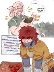 2boys countryhumans couple gay joke kinky_naty meme_reference minicomic paraguay_(countryhumans) spanish_dialogue spanish_text uruguay_(countryhumans) vegetable working workplace yaoi