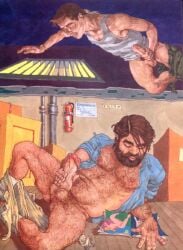 gay gooning male male_only michael_kirwan original tagme traditional_media voyeur yaoi
