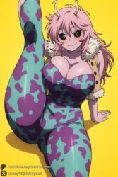 mina_ashido ashido_mina boku_no_hero_academia my_hero_academia unjobdespiert ai_generated 1female looking_at_viewer curvy huge_breasts huge_ass big_breasts big_ass 1girls breasts 2026 artist_name watermark hi_res highres high_quality high_resolution patreon_username patreon 1girl black_sclera colored_sclera pink_skin solo horns pink_hair smile cleavage colored_skin large_breasts yellow_eyes yellow_background long_hair unitard blush split leg_up fur_trim vest sitting simple_background bodysuit web_address thighs