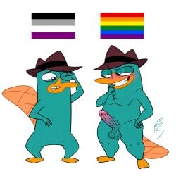 anthro comparison disney duo fan_designs hi_res male male/male mammal monotreme perry_the_platypus phineas_and_ferb platislut platypus