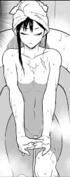 2d areola areolae bath bathing bathroom bathtub black_and_white breasts camel_toe cameltoe convenient_censoring convenient_censorship female kaiju_no.8 manga manga_page manga_panel manga_style mina_ashiro naked naked_female nipples nude nude_female panel