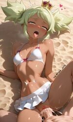 ai_generated beach bikini brawl_stars cum_in_pussy cumshot half-closed_eyes laying_on_side mandy_(brawl_stars) miniskirt navel open_mouth penis_in_pussy saliva sex small_breasts stomach_bulge tears_in_eyes