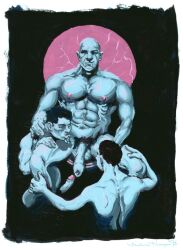 1996 3boys abs back bald balls bara belly_button biceps black_hair boner buff circumcised dated dick_sucking_lips dick_worship foreskin gay hand_on_shoulder male male_only michael_kirwan muscular muscular_male nipples original painting_(artwork) pecs penis_awe penis_envy penis_fondling penis_size_comparison penis_size_difference penis_worship pink_nipples pubic_hair short_hair spread_legs tongue tongue_out traditional_media uncircumcised uncut_penis worship yaoi