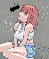 1boy 1girls blush breasts censored clothed cum cum_in_mouth female hanasato_minori project_sekai
