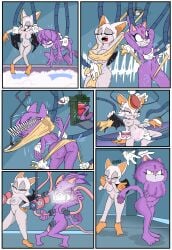lev0on blaze_the_cat rouge_the_bat machine restrained white_fur fur cleaning breasts pussy nude_female furry sonic_(series) sonic_the_hedgehog_(series) 2girls undressing robotic_limbs bathing ass