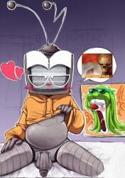 1boy1girl 1girl1boy bed blushing blushing_female blushing_male chubby_male clown_girl clown_makeup clown_nose colombian_female couple couple_(romantic) cukizilla el_ultimo_tvnauta green_hair hearts hearts_around_head hispanic_female hispanic_male hispanic_youtuber latina lifting_clothing meme_reference mexican mexican_male nautrash oskill_(artist) posters proposal propositioning robot_boy robot_penis semi_nude suikavt sunglasses tv_nauta tvnauta white_sheets yellow_sweatshirt youtube youtube_hispanic