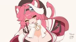 1girls 2d animated artist_glove ascot big_breasts blush breasts cat_ears cat_girl cat_tail cleavage cleavage_window clothed clothed_female coat female goggles goggles_on_head hair_vents hanging_breasts hat hololive hololive_english hololive_english_-justice- huge_breasts inner_ear_fluff jacket kemonomimi large_breasts leopard_ears leopard_girl leopard_tail long_hair loop looping_animation makeup multicolored_hair necklace open_mouth pen pink_hair raora_panthera ring shorter_than_10_seconds solo spotted_fur swaying swaying_breasts tablet_pen tagme tohupo video virtual_youtuber white_hair yellow_eyes