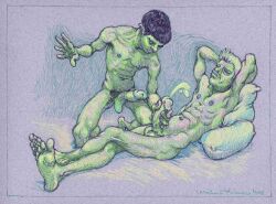 2002 dated gay jacking_off_another male male_only michael_kirwan original tagme traditional_media yaoi