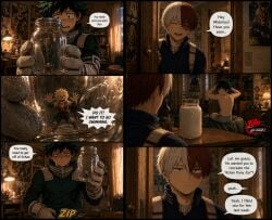 2026 4chan ai_generated artist_name artist_signature artist_tag back back_muscles back_view bakugou_katsuki bedroom boku_no_hero_academia briefs chatgpt comic comic_strip cum_jar cum_jar_(meme) deadpan deku desk dialogue elmyr eyebags facing_away filled_jar filled_to_the_brim filled_with_cum gloves gpt-image_2 hand_held held_in_hand hero_outfit_(mha) implied_cum implied_cum_jar implied_cum_play implied_gay implied_masturbation izuku_midoriya jar joke katsuki_bakugou looking masturbation micro micro_male microphilia midoriya_izuku miniboy miniguy muscular my_hero_academia night photopea_program post_masturbation post_orgasm questionable sfw shouto_todoroki shrunken shrunken_male sitting_on_bed story suggestive timeskip todoroki_shouto underwear undressing unzipped unzipping unzipping_bodysuit walking_in_on warm_colors warm_lighting yaoi