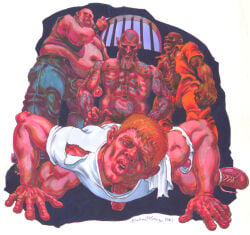 2001 4boys age_difference anal ass chubby cigarette dark_skin dated erection forced forced_yaoi foreskin gay ginger goatee light_skin low-angle_view male male_only masturbation michael_kirwan muscular nipples original overweight penis penis_through_fly prison_cell prisoner pubic_hair tattoo torn_clothes torn_shirt traditional_media uncircumcised yaoi