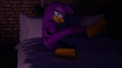 16:9 3_toes 3d 3d_(artwork) anthro anus areola avian avian_feet beak bed bedroom_eyes bird blender_(artwork) blender_cycles_(artwork) breasts butt butt_grab dargotdruid digital_media_(artwork) feet female furniture genitals half-closed_eyes hand_on_butt hi_res hirundinid looking_at_viewer looking_back looking_back_at_viewer narrowed_eyes nipples nude on_bed oscine passerine pinup pose presenting presenting_anus presenting_breasts presenting_hindquarters presenting_vulva purple_areola purple_nipples seductive sega small_breasts solo sonic_(series) sonic_riders sonic_the_hedgehog_(series) swallow_(bird) toes vulva wave_the_swallow widescreen