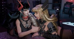 2girls1boy 3d 3d_model 3d_render big_penis black_man blacked blender blender_(artwork) blender_(software) blender_cycles cum dark-skinned_male dark_skin darkprimordials hela hela_(helen_angerboda) hela_(marvel_rivals) interracial licking_cum licking_penis magik magik_(illyana_rasputin) magik_(marvel_rivals) marvel marvel_comics marvel_rivals monster_cock netease_games nut pale-skinned_female smiling spit white_woman