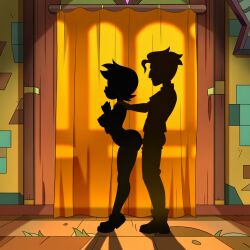 1boy 1girls ai_generated cheating dark hidden_sex hunter_(the_owl_house) large_breasts luz_noceda novelai nude raiderofcause sex shadow sillouette tagme the_owl_house
