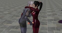 2girls 3d black_hair breasts female futa_with_female futanari hair handjob human intersex isabella_valentine large_breasts multiple_girls soul_calibur taki urban_(artist) white_hair xnalara