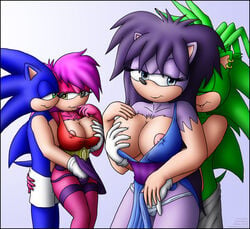 2012 2girls amber_eyes anthro areola big_breasts blue_eyes blue_hair breast_fondling breast_grab breasts brother brother_and_sister closed_eyes drooling ear_piercing erect_nipples female fingering fondling green_eyes green_hair hair hedgehog incest knownvortex male manic_the_hedgehog milf mother mother_and_son multiple_girls nipples panties parent piercing purple_hair queen_aleena saliva sega sibling siblings sister smile sonia_the_hedgehog sonic_(series) sonic_the_hedgehog sonic_underground uncensored underwear