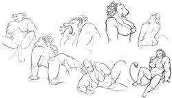 abs all_fours anthro anus ass balls biceps big_breasts bikini blush bra breasts cleavage feline female fur furry hair lion lying male muscles muscular_female nipples open_mouth penetration penis pose pussy ritts rochelle_barnette sex sketch skimpy straight vaginal_penetration