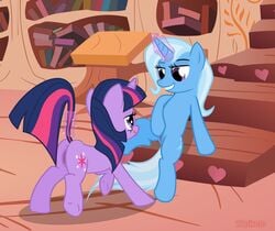 10s 20pixels equid equine female feral friendship_is_magic horse mammal my_little_pony pony smooth_skin trixie_lulamoon twilight_sparkle_(mlp) unicorn yuri