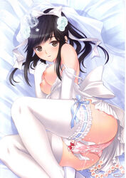 anal_beads black_eyes black_hair blush breasts bridal_veil crown elbow_gloves female female_only fingering flower fusataka_shikibu gloves hair_flower hair_ornament hair_ribbon high_resolution human light_smile long_hair looking_at_viewer love_plus lying masturbation no_bra on_side panties pink_panties ponytail pussy_juice ribbon scan solo takane_manaka thighhighs tied_hair underwear wedding_dress white_gloves white_legwear