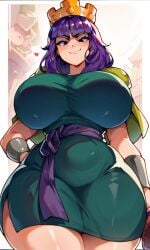 ai_generated archer_queen_(clash_of_clans) big_breasts clash_royale cute_girl purple_hair