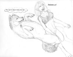 arania canine female greyscale human male monochrome pencils straight transformation wolf