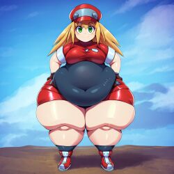 ai_generated big_belly breasts capcom fat_thighs mega_man mega_man_legends roll_caskett tagme thighs wide_hips