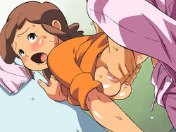 atsuko_endou inazuma_eleven mamoru_endou sharon_evans tagme unseen_male_face volvox waist_grab