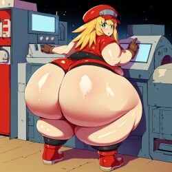 ai_generated ass_bigger_than_head bbw big_ass capcom fat mega_man mega_man_legends obese obese_female roll_caskett tagme thick_thighs