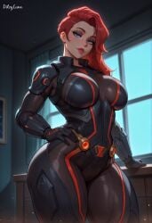 ai_generated ass big_ass big_breasts black_widow_(marvel) black_widow_(marvel_rivals) breasts ditzyluna female_only huge_breasts large_ass large_breasts marvel marvel_comics marvel_rivals natasha_romanoff red_hair solo_female thick_thighs wide_hips