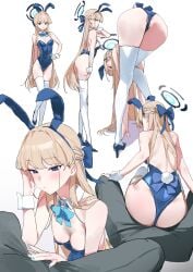 ass ass_focus ass_on_crotch bending_forward bending_over bent_forward bent_over big_ass blonde blonde_female blonde_hair blonde_hair_female blue_archive blue_bunnysuit blue_eyes blue_eyes_female blush bowtie breasts bunny_costume bunny_ears bunny_girl bunny_tail bunnysuit butt halo hand_on_penis imminent_oral large_ass logknn looking_at_viewer looking_back low-angle_view painted_nails pov pussy_peek side_view sideboob sitting_on_lap sitting_on_penis sitting_on_person small_breasts thighhighs toki_(blue_archive) white_thighhighs