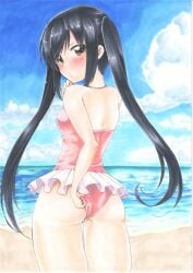 1girls artist_request azusa_nakano_(k-on!) k-on! pillow_shading swimsuit tagme teenage_girl teenager twintails