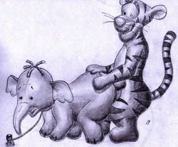 bondage disney gay heffalump male male_only monochrome multiple_males smooth_skin tagme tigger unknown_artist winnie_the_pooh_(franchise) yaoi