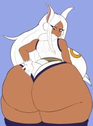 1girls adjusting_clothes animal_ears ass big_ass big_breasts bottom_heavy breasts bubble_butt bunny_tail busty clothing dark-skinned_female dark_skin dat_ass fat_ass female female_only gluteal_fold hero_outfit_(mha) huge_ass huge_breasts large_ass large_breasts legwear looking_at_ass looking_at_self looking_back massive_ass massive_breasts miruko my_hero_academia red_eyes rumi_usagiyama solo thick_ass thick_thighs thighhighs tool01k white_hair wide_hips