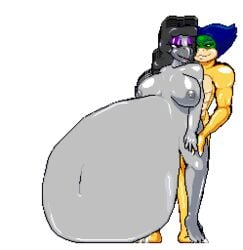 animated balls beak big_breasts black_hair blue_hair bouncing_breasts breasts casetermk cum_inflation female hair inflation koopa koopaling large_breasts lizard ludwig_von_koopa male mario_(series) nintendo nipples penetration penis pixel_art pussy scalie sex straight transparent_background vaginal_penetration