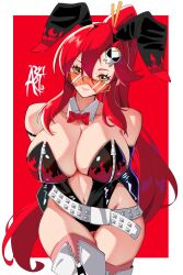 1girl 1girls amyia_art artist_logo big_breasts boots bunny_ears pink_socks red_hair simple_background socks socks_and_boots studio_trigger tagme tengen_toppa_gurren_lagann thigh_boots thigh_socks thighhighs thighhighs_under_boots yoko_littner