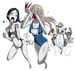 3boys 3girls black_hair blonde_hair boomer_(left_4_dead) breasts cleavage crying female grey_skin left_4_dead left_4_dead_2 louis_(left_4_dead) miitoban multiple_girls spitter swimsuit tank_(left_4_dead) the_witch witch_(left_4_dead)