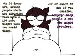 1girls after_vore belly big_belly breasts digestion edit english_text fat_belly fatal_vore female_pred jaiden jaiden_animations vore vore_belly weight_gain