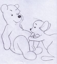 2boys bear cub disney furry furry_only glans glansjob kangaroo male male_only marsupial monochrome multiple_males no_humans nude nude_male oral oral_sex penis pooh_bear roo rough_sketch smooth_skin testicles unknown_artist ursid winnie_the_pooh_(franchise) yaoi