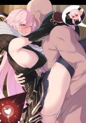 anger_vein arms_around_neck ass bar_censor black_dress breasts censored clothed_female_nude_male clothed_sex cowboy_shot dosolfachord_coolia dress duel_monster faceless faceless_male female fertilization highres nude ovum penis pink_eyes pink_hair sex sideboob smile solo solo_focus standing standing_sex tongue tongue_out yu-gi-oh! zoruboi