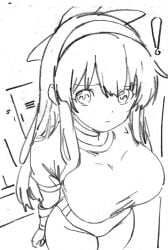 ! 1girls 2d 2d_(artwork) 2d_artwork artist_name big_breasts breasts buruma busty child_bearing_hips clenched_hand female female_only fingerless_gloves from_above gloves hair_ribbon highres king_of_fighters large_breasts locker locker_room long_hair looking_at_viewer monochrome nakoruru pose posing ribbon samurai_shodown shirt sketch snk solo sports_uniform sportswear surprised thick_thighs thighs traditional_media very_long_hair voluptuous wide_hips