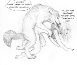 arania canine female greyscale human male monochrome pencils straight transformation wolf