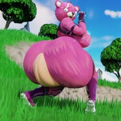 ass ass_focus ass_shot bear bear_ass bear_ears bear_girl booty ctgiantess cuddle_team_leader daytime drinking epic_games fat_ass fortnite fortnite:_battle_royale furry furry_female furry_only fursuit fursuit_head huge_breasts hyper_ass looking_back looking_shocked pink pink_body pink_eyes pink_fur pink_gloves pink_hair ripped_clothing ripped_pants shield_potion slurp tearing_clothes tearing_clothing tearing_pants tearing_up