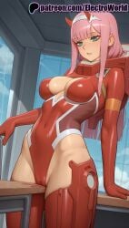 1girls 2025 ai ai_assisted ai_generated anime anime_girl anime_style aqua_eyes arm_support artist_name average_breasts bangs breast breasts breasts breasts bust chest darling_in_the_franxx desk electroworld eyebrows_visible_through_hair eyeshadow female green_eyes hairband hi_res high_quality high_resolution highres horns long_hair looking_at_viewer makeup medium_boobs medium_breasts normal_boobs normal_breasts parted_lips patreon patreon_username pilot_suit pink_hair pussy_juice red_bodysuit solo stable_diffusion straight_hair watermark white_hairband zero_two_(darling_in_the_franxx)