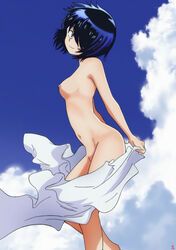 background beige_skin black_eyes black_hair breast breasts clouds color edit female female_only human medium_breasts mysterious_girlfriend_x nazo_no_kanojo_x nude outdoors pussy short_hair sky smile solo urabe_mikoto