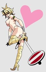 1girls accidental_circumstance armband blonde_hair boots breasts color dio_brando female female_dio female_only footwear hair heart high_heels improvised_dildo insertion jojo's_bizarre_adventure light-skinned_female light_skin panties panties_around_one_leg rule_63 short_hair side_view signpost solo stardust_crusaders vaginal_insertion vampire villainess