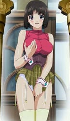 00s 2000s 2008 aged_up black_hair breast_grab breasts cap female older panties purple_eyes rosario+vampire sendo_yukari short_hair solo tagme